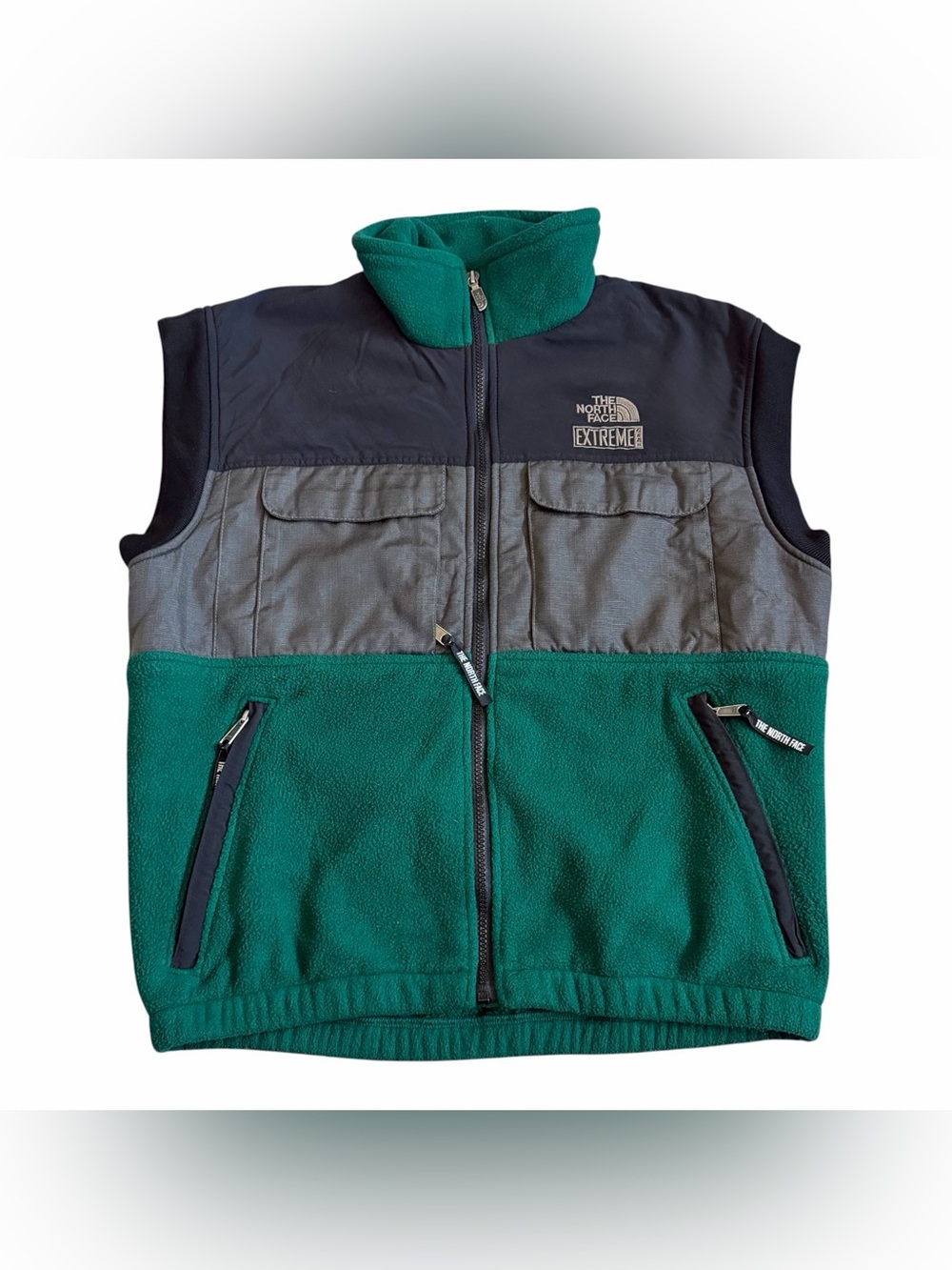 VTG 90’s The North Face Men’s Extreme Gear Vest Sz M Green Fleece Black Grey USA